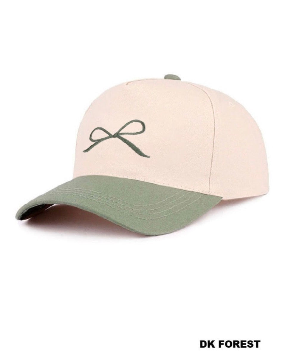 COQUETTE BOW TWO-TONE CANVAS COTTON CAP