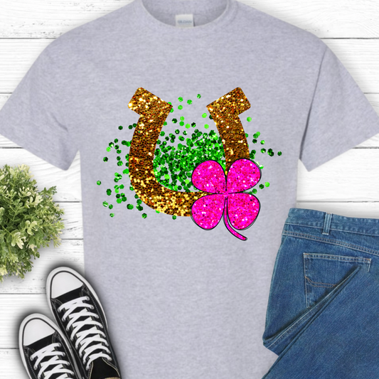 Gildan Faux Glitter horseshoe tee