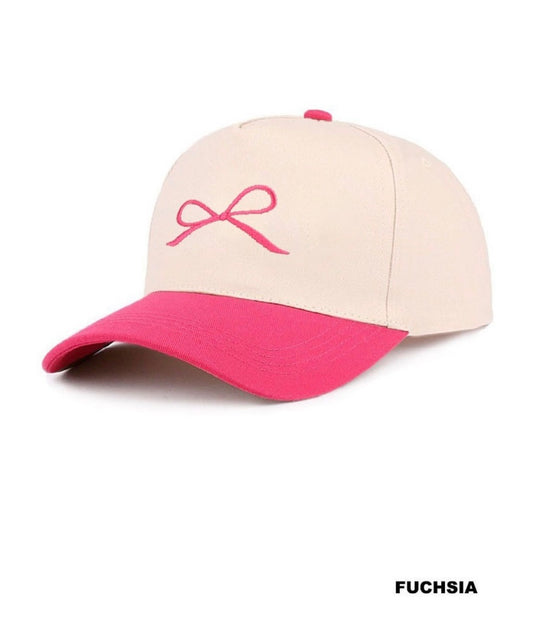 COQUETTE BOW TWO-TONE CANVAS COTTON CAP