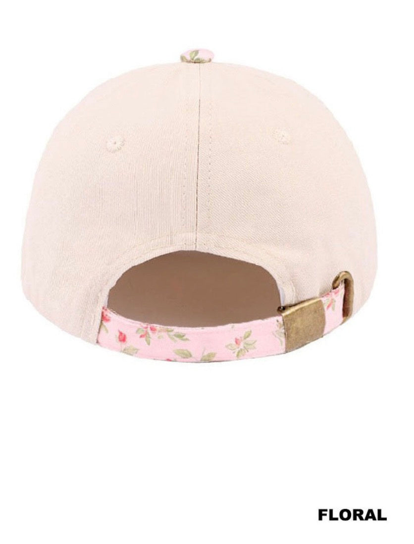 Bless your heart two tone canvas cotton hat- floral