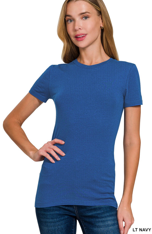 Basic crew neck short sleeve tee- Lt navy