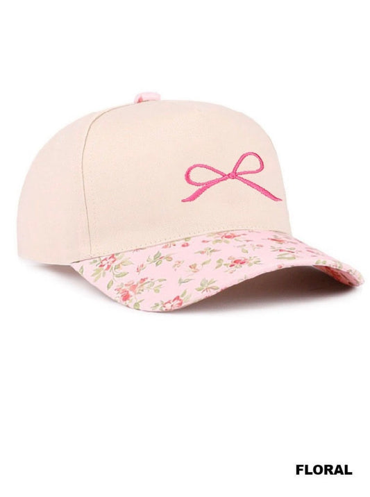 COQUETTE BOW TWO-TONE CANVAS COTTON CAP