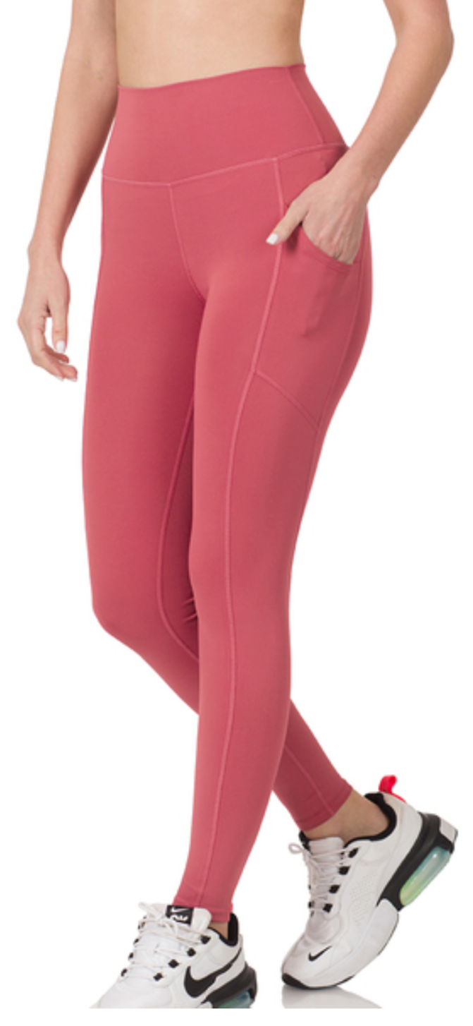 Athletic leggings with pockets- rose