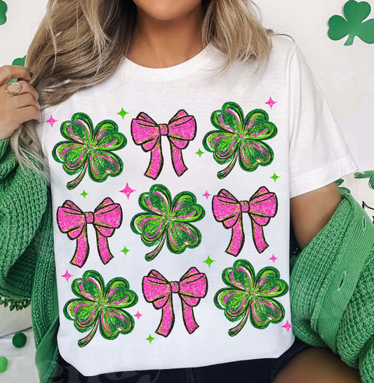 Comfort Color Shamrock and Bow Coquette Tee